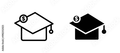 Scholarship fund icon in black color for website or app.