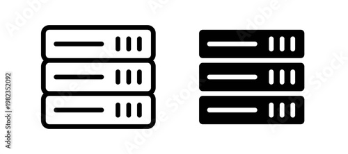 Server rack icon in black color for website or app.