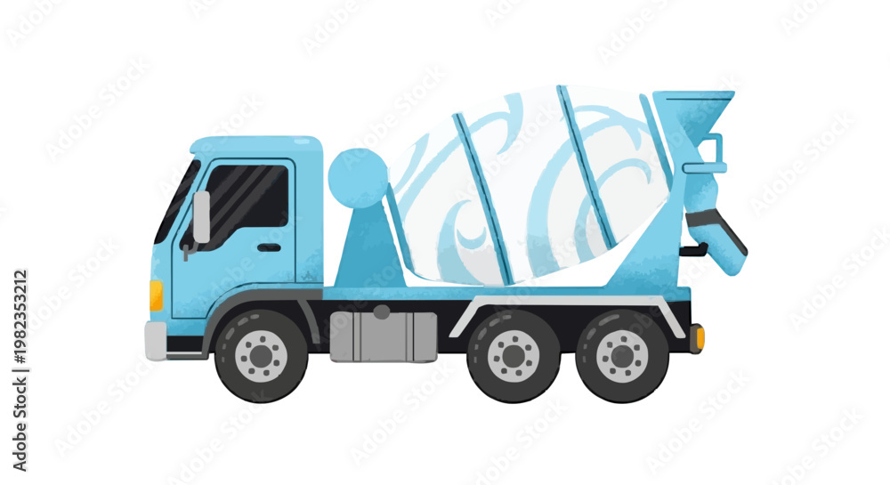 Fototapeta premium A blue cement mixer truck on transparent background
