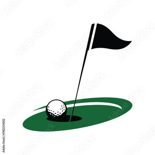 Golf ball resting near the hole with a flagstick in a putting green