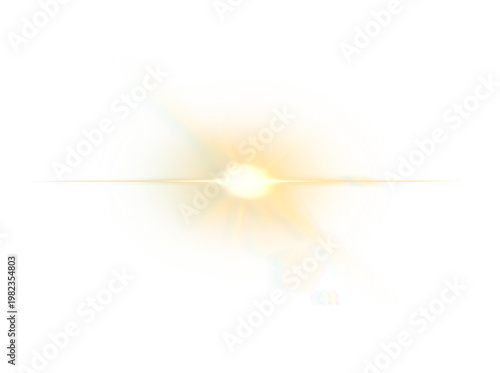 abstract flash light with transparent background, yellow flash light, clip art of light, shining golden sun flare with glowing beams and light sparkle. Radiant daylight glare, warm summer illumination