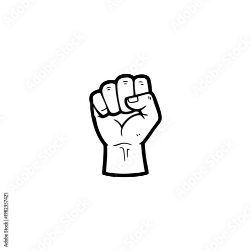 Raised Fist Hand Gesture Symbol.