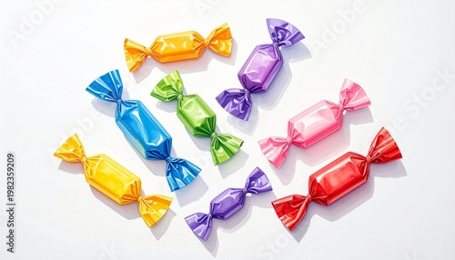 Assorted Colorful Wrapped Candies on White Surface