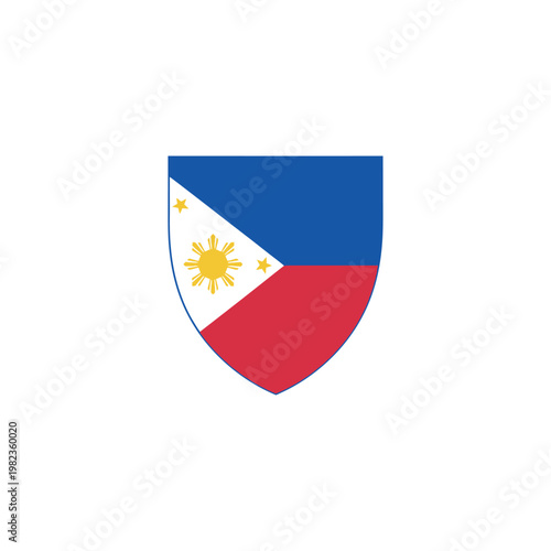 Free Download The Philippine flag shield emblem with blue, red, and white colors is shown. - GFXLoad