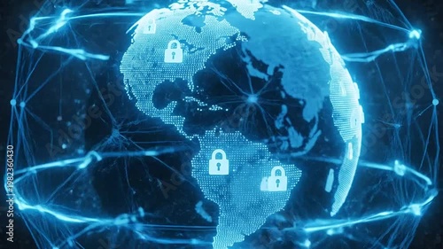 Digital globe concept cybersecurity protection and global network