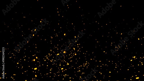 Abstract dark glitter fire particles lights, Flying around fire dust particles sparks or ember from a burning fire with realistic movement, Fire embers particles over black background,