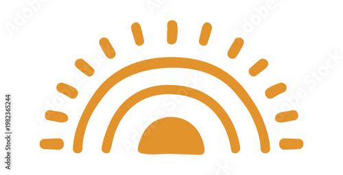 Sun Rising With Rays Boho Line