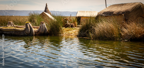 Reed cabin on Lake Titicaca in Peru