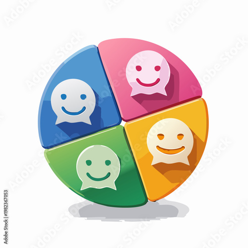 Colorful Smiley Faces in Circle Segments.