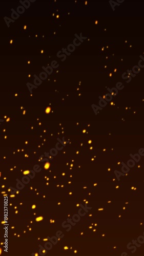 Bright glowing fire particles rising fast in fiery sky with smoke, Particles flying in wind fire background Animation, Background of ashes and fire, fire sparks from campfire over black background,