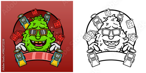 Sour Diesel Flavor with Weed Mascot Cartoon. Weed Design For Logo, Label and Packaging Product.