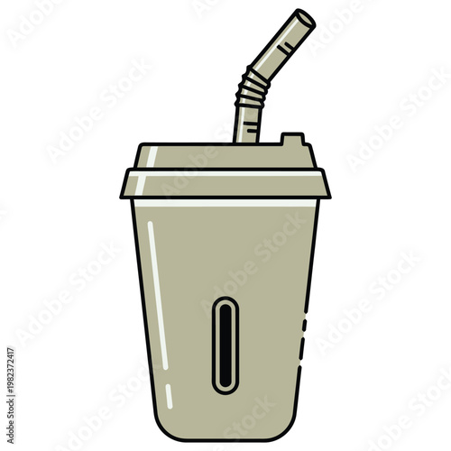 Illustration of a disposable cup with a straw and lid plastic cup hot drink cold drink fast food