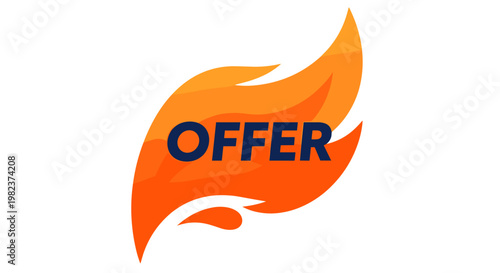 Dynamic offer flame graphic with bold text for promotional use