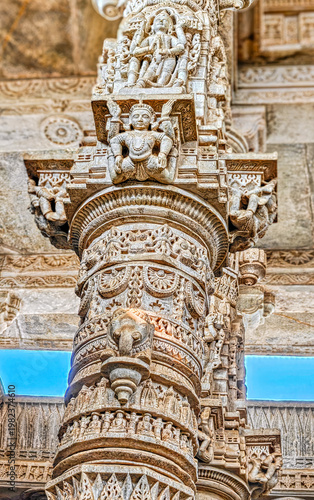 Ranakpur Jain Temple in Rajasthan, built in the 15th century and dedicated to Adinatha, is famed for its marble design, 1,444 unique pillars, symmetry, and serene spiritual ambiance.