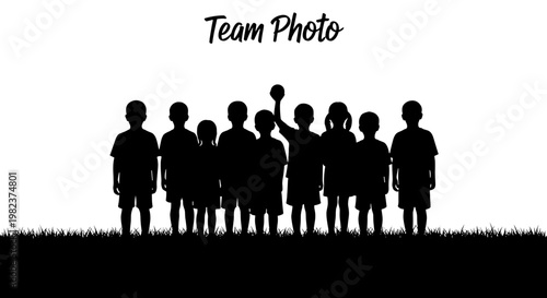Group of children standing together outdoors in a line