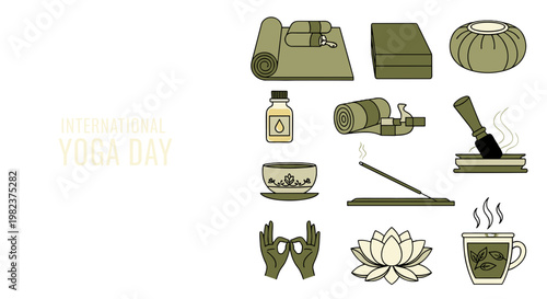 Collection of yoga and wellness items