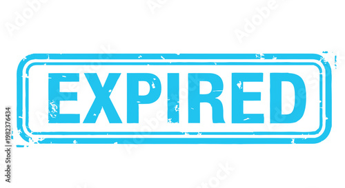 A clear, light blue distressed rubber stamp with the distinct word "EXPIRED" 