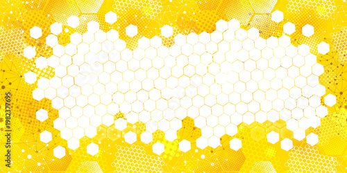 Honey background. Honeycomb frame for text. Hand drawn. Not AI, vector illustration.