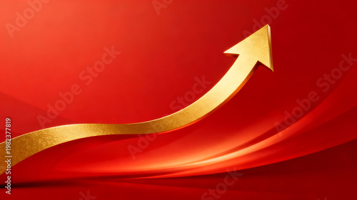 Golden arrow on red background