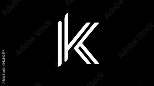 Modern Stylized Letter K Monogram Logo Concept on Black Background, Graphic Design Element, Initial Typography