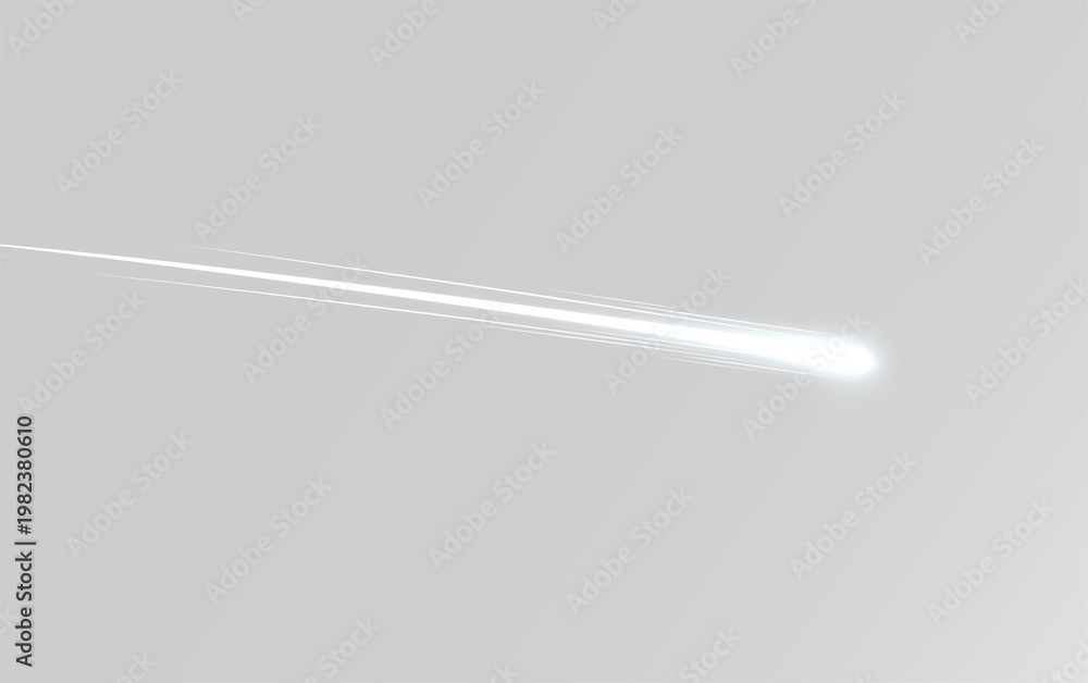 Fototapeta premium Falling star or meteor effect with glowing head and long trail png