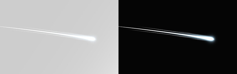 Falling star or meteor effect with glowing head and long trail png