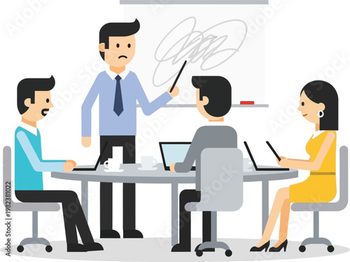 A group of people sitting around a table with laptops