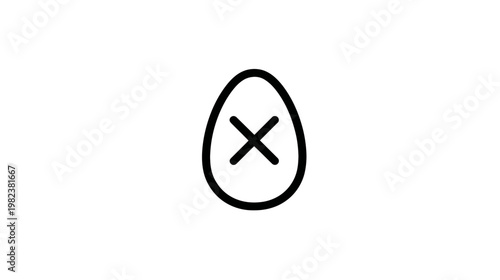 Egg allergy icon. Simple line art symbol for no eggs, food restriction, dietary warning, or ingredient exclusion.