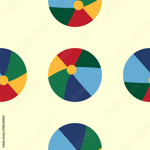 Free Download Seamless pattern with a colorful ball, circus and childrens play theme. Flat cartoon style - GFXLoad