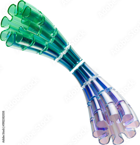 Vászonkép Multicolored iridescent glass or plastic tubes clustered together in a fan shape