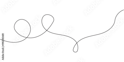 Abstract wavy squiggle dashed line collection. Dotted spiral curve line. Transport dot paths lines. Thin line abstract doted swirl path. Minimal squiggle divider, loopy line vector icon in eps 10.