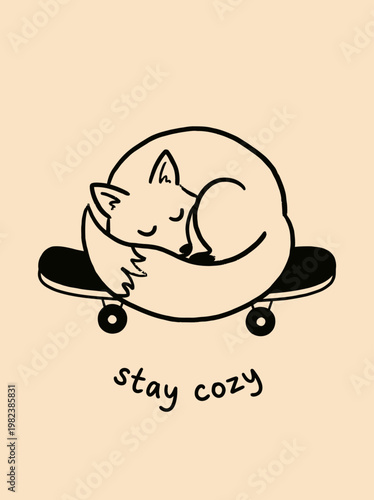 Sleeping Cat on a Skateboard.