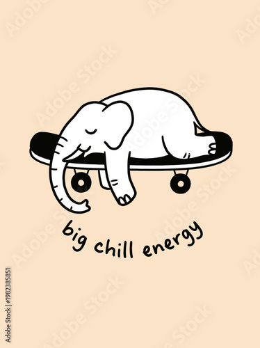 Sleeping Elephant on a Skateboard.