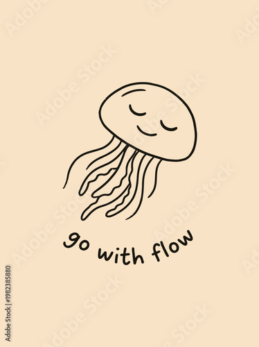 Smiling jellyfish with closed eyes.