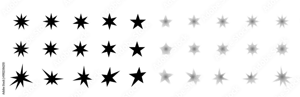 Obraz premium Halftone dot sparkle, stipple y2k star