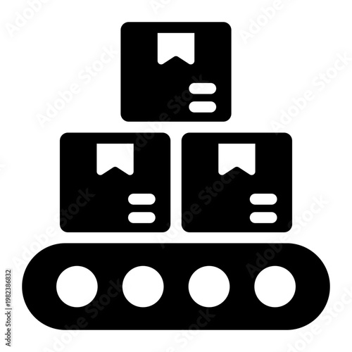 mass production glyph icon. bulk output. belt assembly. factory system.