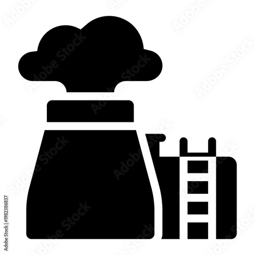 factory glyph icon. industrial plant. mass production. urban zone