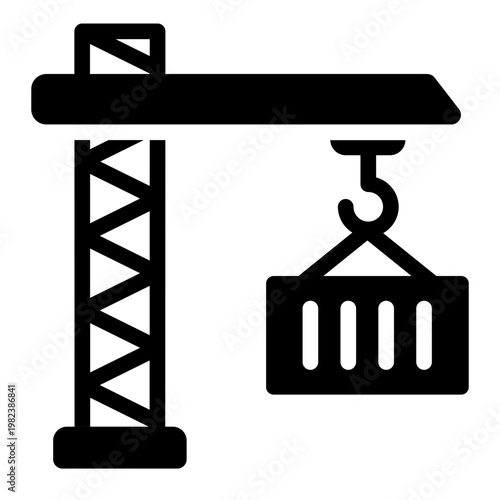 crane glyph icon. tower lifter. construction machine. building site.