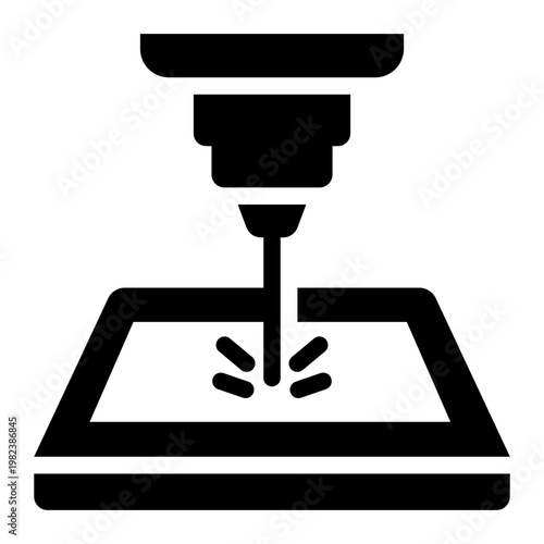 laser cut glyph icon. precision tool. metal engraving. tech workshop.