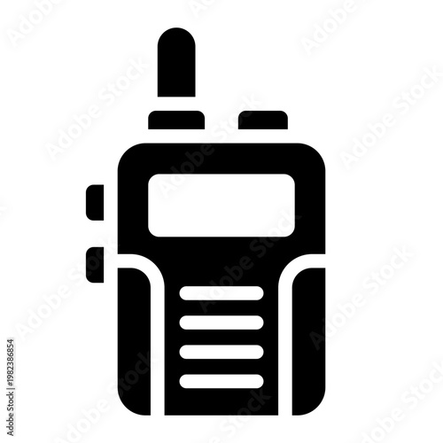 walkie talkie glyph icon. radio device. site communication. security gear.