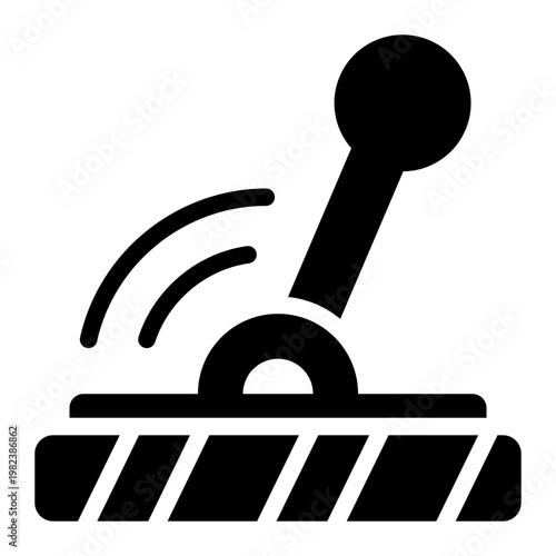 control lever glyph icon. machine joystick. manual operation. cockpit gear.