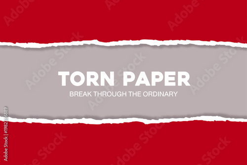 Red torn paper banner with copy space for promotion and breaking news announcement.