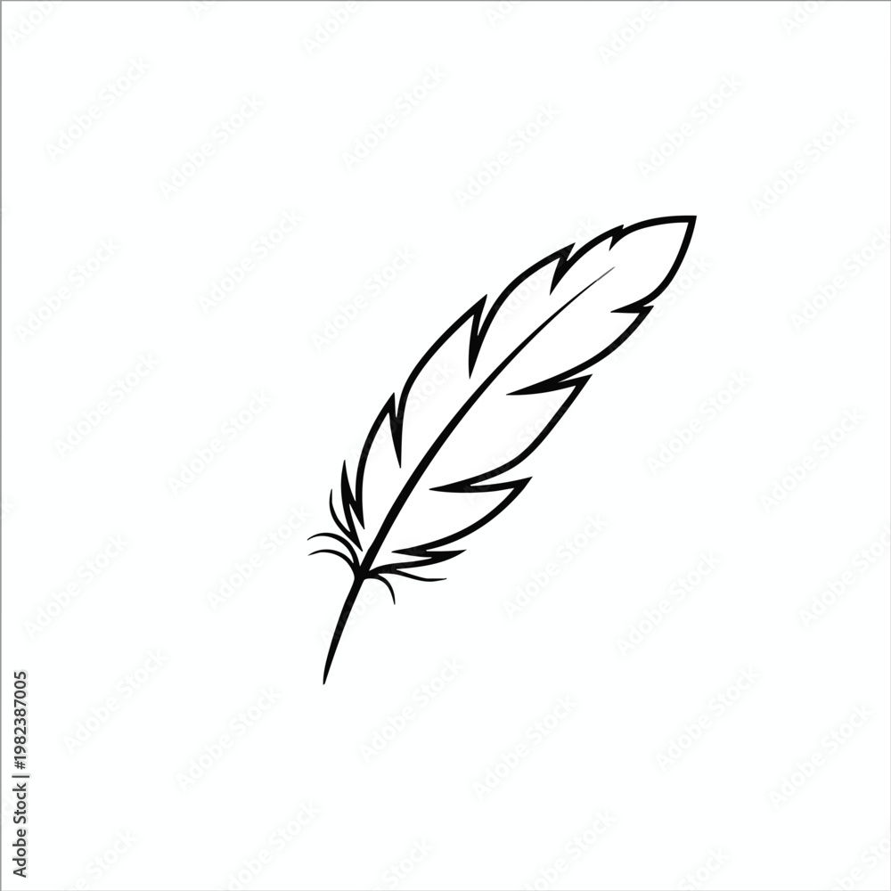 Obraz premium Elegant Hand Drawn Feather Illustration for Creative Design Projects
