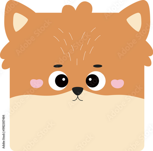 Pomeranian Puppy Face Square Cartoon