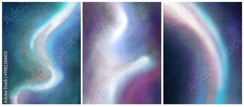 Set of interior posters with starry night and galaxies, dark and light wallpapers with cosmos,, outer space background combo with rays in sky, blue and pink flow art, set of minimalistic postcards