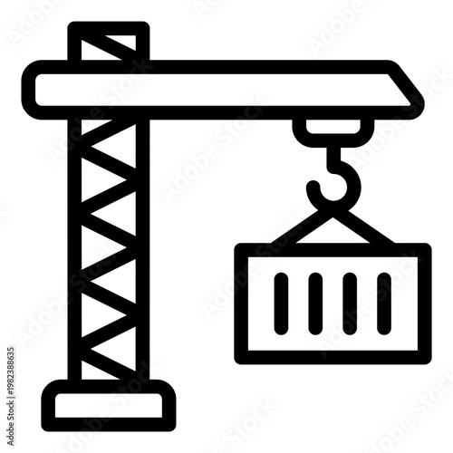 crane outline icon. tower lifter. construction machine. building site.