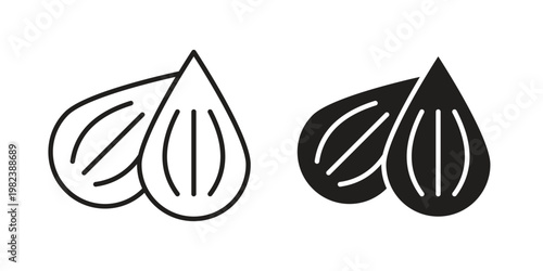 Almond icon pack on white background. logotype graphic design
