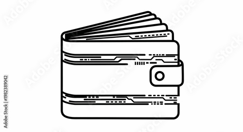 Black and white wallet illustration.