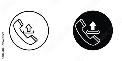 Icons depicting phone call upload and download actions in contrasting styles