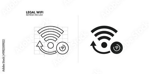 Legal wifi refresh and refresh recurse icons with signal strength indicators